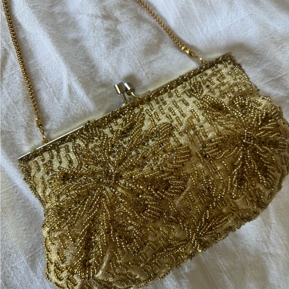 Vintage gold beaded purse - Picture 2 of 5